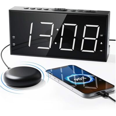 Dazzed Corner - Dual Vibrating Alarm Clock with USB Charger - Black Dazzed Corner - Dual Vibrating Alarm Clock with USB Charger - Black