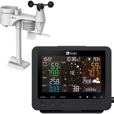 Logia - 7-in-1 Weather Station Indoor/Outdoor Weather Station with Temperature Humidity, Alarm & More - Black Logia - 7-in-1 Weather Station Indoor/Outdoor Weather Station with Temperature Humidity, Alarm & More - Black