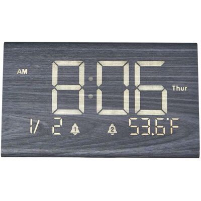 VEVOR - Digital Alarm Clock, Wooden Desk Clock with Dual Alarm, USB Port, Snooze, Night Light, Voice Control, Adjustable Volume - Black VEVOR - Digital Alarm Clock, Wooden Desk Clock with Dual Alarm, USB Port, Snooze, Night Light, Voice Control, Adjustable Volume - Black
