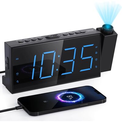 Dazzed Corner - FM Radio Projection Alarm Clock,Dual Alarms, USB Charger - Black Dazzed Corner - FM Radio Projection Alarm Clock,Dual Alarms, USB Charger - Black