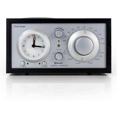 Tivoli Audio - Model Three AM/FM Bluetooth Clock Radio with USB Charging Ports - Black/Silver Tivoli Audio - Model Three AM/FM Bluetooth Clock Radio with USB Charging Ports - Black/Silver
