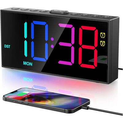 Dazzed Corner - Digital Alarm Clock,Loud Dual Alarms for Heavy Sleepers, USB Charging - Black Dazzed Corner - Digital Alarm Clock,Loud Dual Alarms for Heavy Sleepers, USB Charging - Black