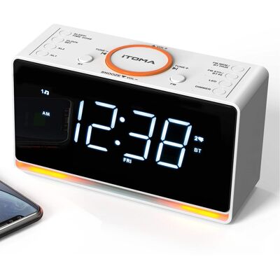 Dazzed Corner - Bluetooth Alarm Clock Radio, Dual Alarm - White Dazzed Corner - Bluetooth Alarm Clock Radio, Dual Alarm - White