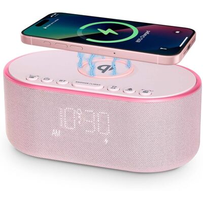 Dazzed Corner - Wireless Charging Alarm Clock Radio - Pink Dazzed Corner - Wireless Charging Alarm Clock Radio - Pink
