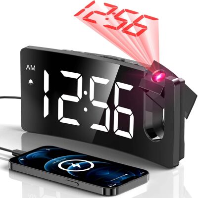 Dazzed Corner - Digital Alarm Clock, Digital Clock with 180° Rotatable Projector, USB Charger,12/24H - Black Dazzed Corner - Digital Alarm Clock, Digital Clock with 180° Rotatable Projector, USB Charger,12/24H - Black