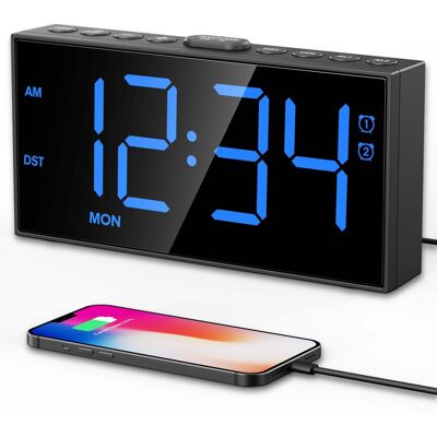 Dazzed Corner - Alarm Clock for Bedroom, Plug in Digital Clock - Blue Dazzed Corner - Alarm Clock for Bedroom, Plug in Digital Clock - Blue