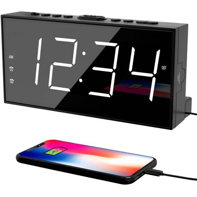 Dazzed Corner - Alarm Clock for Bedroom, Plug in Digital Clock - White Dazzed Corner - Alarm Clock for Bedroom, Plug in Digital Clock - White