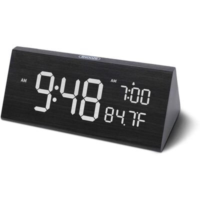 Dazzed Corner - Wooden Digital Alarm Clock, Electric Clocks with Dual USB Port - Black Dazzed Corner - Wooden Digital Alarm Clock, Electric Clocks with Dual USB Port - Black