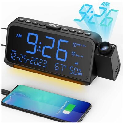 Dazzed Corner - Projection Alarm Clock,Digital Clock Projector,Type-C USB Charger,12/24H - Black Dazzed Corner - Projection Alarm Clock,Digital Clock Projector,Type-C USB Charger,12/24H - Black
