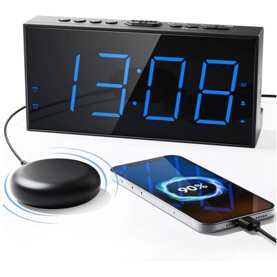 Dazzed Corner - Alarm Clock with Bed Shaker, Alarm Clock for Heavy Sleepers USB Charger - Black Dazzed Corner - Alarm Clock with Bed Shaker, Alarm Clock for Heavy Sleepers USB Charger - Black