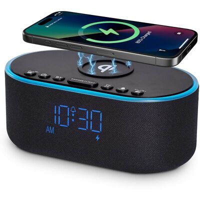 Dazzed Corner - Wireless Charging Alarm Clock Radio - Black Dazzed Corner - Wireless Charging Alarm Clock Radio - Black