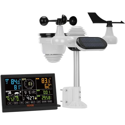 VEVOR - 7-in-1 Wireless Weather Station, 7.5 in Color Display, Digital Weather Station Indoor Outdoor, for Temperature - White;Black VEVOR - 7-in-1 Wireless Weather Station, 7.5 in Color Display, Digital Weather Station Indoor Outdoor, for Temperature - White;Black