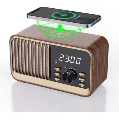 Dazzed Corner - Alarm Clock Radio with Wireless Charging, Bluetooth Radio - Brown Dazzed Corner - Alarm Clock Radio with Wireless Charging, Bluetooth Radio - Brown