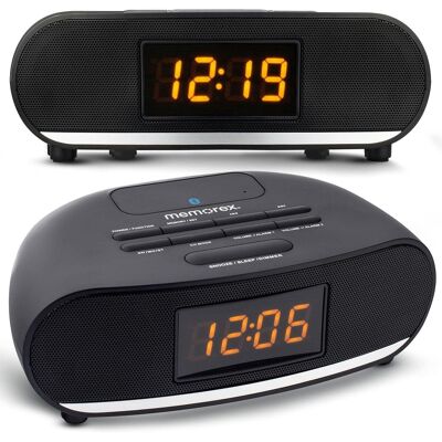 Memorex - MX-CR160 Bluetooth FM Clock Radio with USB Charging - Black Memorex - MX-CR160 Bluetooth FM Clock Radio with USB Charging - Black