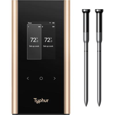 Typhur - Sync Gold Dual Smart Wireless Meat Thermometer, 3000 FT Sub-1G Enhanced Signal, WiFi Unlimited Range, 6 Sensor Probe - Black/Gold Typhur - Sync Gold Dual Smart Wireless Meat Thermometer, 3000 FT Sub-1G Enhanced Signal, WiFi Unlimited Range, 6 Sensor Probe - Black/Gold