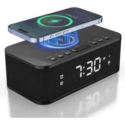 Dazzed Corner - Dual Alarm Clock Radio, Digital Alarm Clocks Bluetooth, App/Button Control 12/24H - Black Dazzed Corner - Dual Alarm Clock Radio, Digital Alarm Clocks Bluetooth, App/Button Control 12/24H - Black