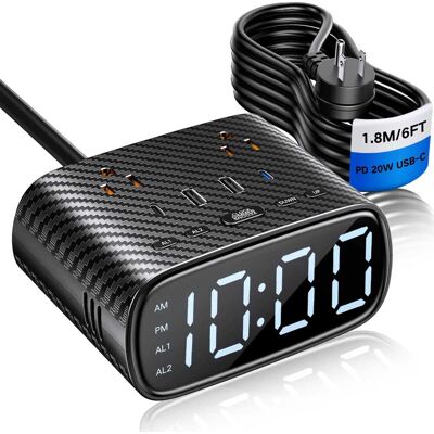 Dazzed Corner - Digital Alarm Clock with 20W USB-C Ports, Dual Alarm Clock - Black Dazzed Corner - Digital Alarm Clock with 20W USB-C Ports, Dual Alarm Clock - Black