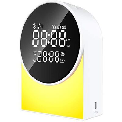 Priority Products - Rechargeable Digital FM Radio Alarm Clock, Bluetooth Speaker, LED Night-Light, Sound Machine, SM12 - White Priority Products - Rechargeable Digital FM Radio Alarm Clock, Bluetooth Speaker, LED Night-Light, Sound Machine, SM12 - White
