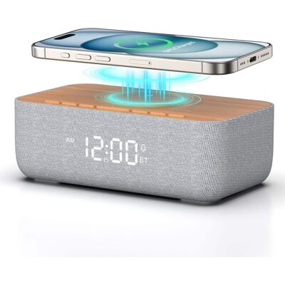 Dazzed Corner - Alarm Clock Radio with Wireless Charging,Dimmable Digital Clock - Gray Dazzed Corner - Alarm Clock Radio with Wireless Charging,Dimmable Digital Clock - Gray