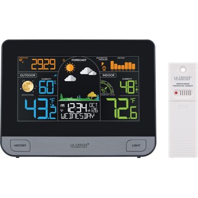 La Crosse Technology - Wireless Digital Color Weather Station with Atomic Time - Black/Silver La Crosse Technology - Wireless Digital Color Weather Station with Atomic Time - Black/Silver