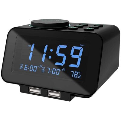 Dazzed Corner - Digital Dual Alarm Clock,2 USB Charging Ports,Battery Backup - Black Dazzed Corner - Digital Dual Alarm Clock,2 USB Charging Ports,Battery Backup - Black