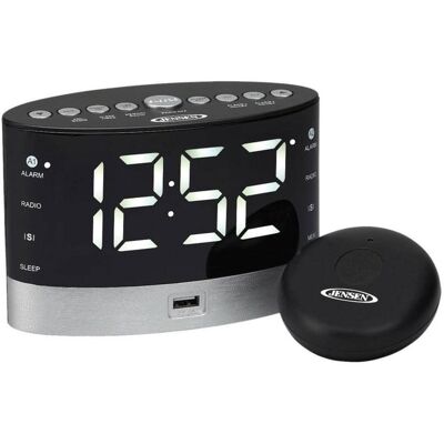 Jensen - JCR-255 AM/FM Dual-Alarm Digital Clock Radio with Under-Pillow Vibrator - Black Jensen - JCR-255 AM/FM Dual-Alarm Digital Clock Radio with Under-Pillow Vibrator - Black