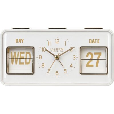 La Crosse Clock Co. - Daily Flip Tabletop Alarm Clock with Calendar - White La Crosse Clock Co. - Daily Flip Tabletop Alarm Clock with Calendar - White