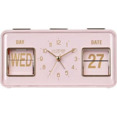 La Crosse Clock Co. - Daily Flip Tabletop Alarm Clock with Calendar - Pink La Crosse Clock Co. - Daily Flip Tabletop Alarm Clock with Calendar - Pink