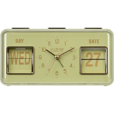 La Crosse Clock Co. - Daily Flip Tabletop Alarm Clock with Calendar - Green La Crosse Clock Co. - Daily Flip Tabletop Alarm Clock with Calendar - Green