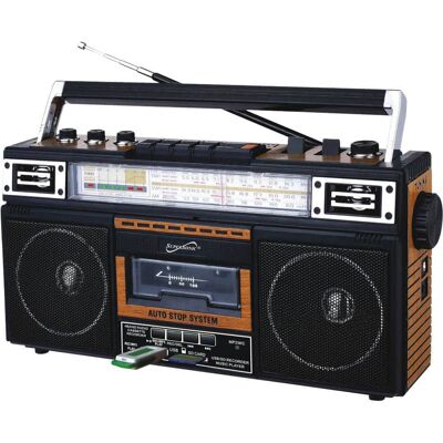 Supersonic - SC3201BTWD Retro 4-Band Radio and Cassette Player with Bluetooth - Wood - Black Supersonic - SC3201BTWD Retro 4-Band Radio and Cassette Player with Bluetooth - Wood - Black