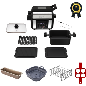 FOODGENIE - Gourmax Pro Mega Value Pack! - Smokeless Grill, Air Fryer, Griddle, Cooker - Black FOODGENIE - Gourmax Pro Mega Value Pack! - Smokeless Grill, Air Fryer, Griddle, Cooker - Black