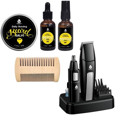 Pursonic - Grooming Essentials Bundle with 10-Piece Trimming Kit & 4-Piece Beard Care Set - Black Pursonic - Grooming Essentials Bundle with 10-Piece Trimming Kit & 4-Piece Beard Care Set - Black