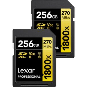 Lexar - Professional 1800x SDXC UHS-II Card GOLD Series 256GB 2-Pack LSD1800256G-B2NNU Lexar - Professional 1800x SDXC UHS-II Card GOLD Series 256GB 2-Pack LSD1800256G-B2NNU