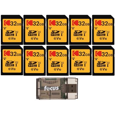 Kodak - 32GB Class 10 UHS-I U1 SDHC Memory Card (10-Pack) with USB 2.0 Card Reader Kodak - 32GB Class 10 UHS-I U1 SDHC Memory Card (10-Pack) with USB 2.0 Card Reader