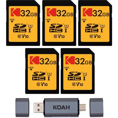 Kodak - 32GB Class 10 UHS-I U1 SDHC Memory Card (5-Pack) Bundle Kodak - 32GB Class 10 UHS-I U1 SDHC Memory Card (5-Pack) Bundle