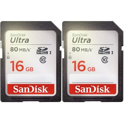 2 Units SanDisk Ultra 16GB Class 10 SDHC UHS-I Memory Card SDSDUNC-016G-GN6IN 2 Units SanDisk Ultra 16GB Class 10 SDHC UHS-I Memory Card SDSDUNC-016G-GN6IN