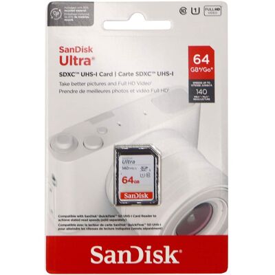 SanDisk - 64GB Ultra SDXC UHS-I Memory Card - Up to 140MB/s, C10, U1, Full HD, SD Card - SDSDUNB-064G-GN6IN SanDisk - 64GB Ultra SDXC UHS-I Memory Card - Up to 140MB/s, C10, U1, Full HD, SD Card - SDSDUNB-064G-GN6IN