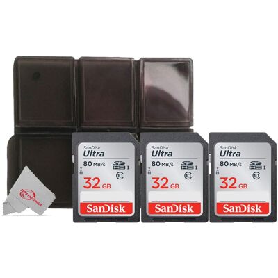 3x SanDisk 32GB SDHC Ultra 80MB/s Memory Card with Memory Card Holder 3x SanDisk 32GB SDHC Ultra 80MB/s Memory Card with Memory Card Holder
