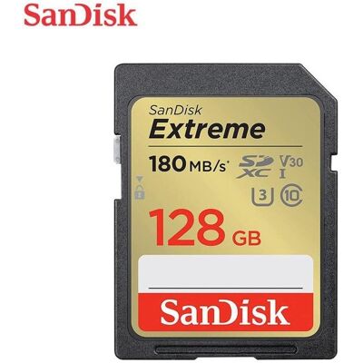 SanDisk - 128GB Extreme SDXC UHS-I/U3 Class 10 V30 Memory Card, Speed Up to 180MB/s (SDSDXVA-128G-GNCIN) SanDisk - 128GB Extreme SDXC UHS-I/U3 Class 10 V30 Memory Card, Speed Up to 180MB/s (SDSDXVA-128G-GNCIN)