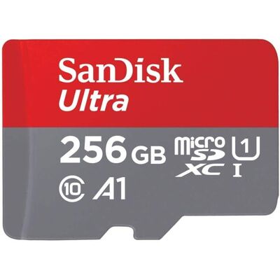 SanDisk - 256GB Ultra microSDXC A1 UHS-I/U1 Class 10 Memory Card with Adapter, Speed Up to 150MB/s (SDSQUAC-256G-GN6MA) SanDisk - 256GB Ultra microSDXC A1 UHS-I/U1 Class 10 Memory Card with Adapter, Speed Up to 150MB/s (SDSQUAC-256G-GN6MA)