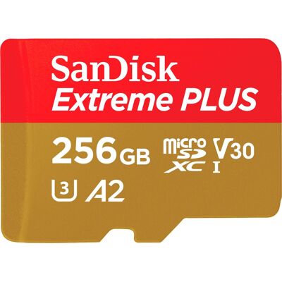 SanDisk - 256GB Extreme PLUS microSDXC UHS-I Memory Card with Adapter, R/W up to 250/170MB/s SanDisk - 256GB Extreme PLUS microSDXC UHS-I Memory Card with Adapter, R/W up to 250/170MB/s