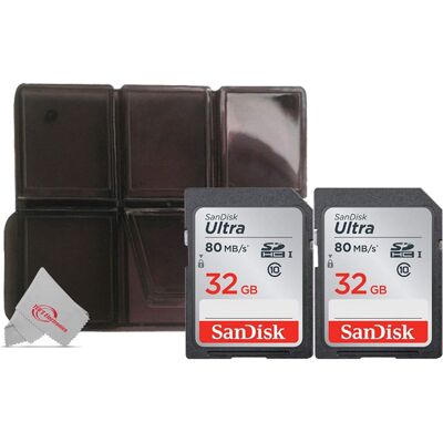 2x SanDisk 32GB SDHC Ultra 80MB/s Memory Card with Memory Card Holder 2x SanDisk 32GB SDHC Ultra 80MB/s Memory Card with Memory Card Holder