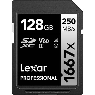 Lexar - 128GB Professional 1667x SD Card, UHS-II, C10, U3, V60, 1080p Full HD, 4K, Up To 250MB/s Read SDXC Memory Card Lexar - 128GB Professional 1667x SD Card, UHS-II, C10, U3, V60, 1080p Full HD, 4K, Up To 250MB/s Read SDXC Memory Card