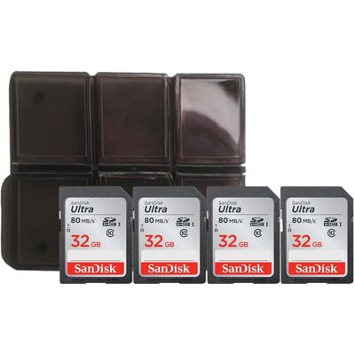 4x SanDisk 32GB SDHC Ultra 80MB/s + Memory Card Holder 4x SanDisk 32GB SDHC Ultra 80MB/s + Memory Card Holder