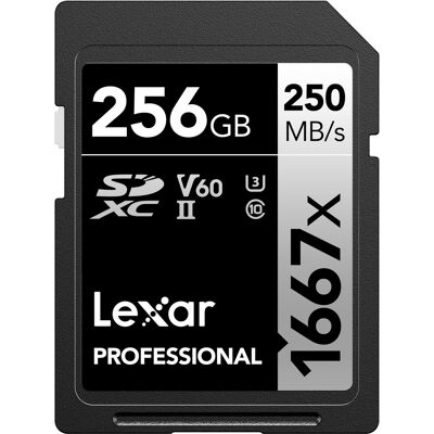 Lexar - 256GB Professional 1667x SD Card, UHS-II, C10, U3, V60, 1080p Full HD, 4K, Up To 250MB/s Read SDXC Memory Card Lexar - 256GB Professional 1667x SD Card, UHS-II, C10, U3, V60, 1080p Full HD, 4K, Up To 250MB/s Read SDXC Memory Card