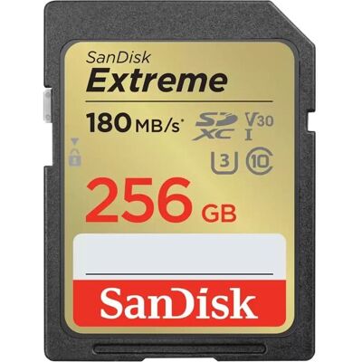 SanDisk - Extreme 256 GB Class 3/UHS-I (U3) SDXC - 180 MB/s Read - 130 MB/s Write - Lifetime Warranty SanDisk - Extreme 256 GB Class 3/UHS-I (U3) SDXC - 180 MB/s Read - 130 MB/s Write - Lifetime Warranty