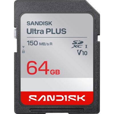 SanDisk - 64GB Ultra PLUS SDXC UHS-I Memory Card, Read Speeds up to 150MB/s SanDisk - 64GB Ultra PLUS SDXC UHS-I Memory Card, Read Speeds up to 150MB/s