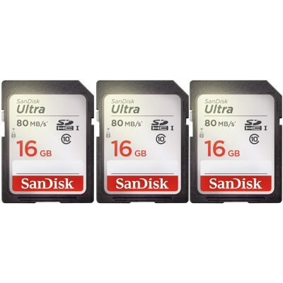 3 Units SanDisk Ultra 16GB Class 10 SDHC UHS-I Memory Card SDSDUNC-016G-GN6IN 3 Units SanDisk Ultra 16GB Class 10 SDHC UHS-I Memory Card SDSDUNC-016G-GN6IN