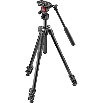 Manfrotto - 290 Tripod with Fluid Video Head - Black Manfrotto - 290 Tripod with Fluid Video Head - Black