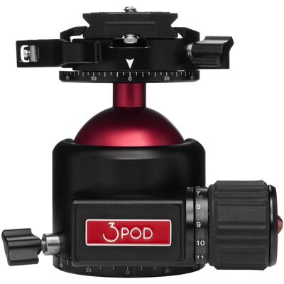 3Pod - Everest Series H4 Ball Head, Arca Swiss Quick Release Plate, 360 Degree Rotating Tripod Ball Head Mount, Head 3Pod - Everest Series H4 Ball Head, Arca Swiss Quick Release Plate, 360 Degree Rotating Tripod Ball Head Mount, Head